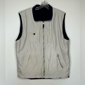 K.A.D. Reversible Off-White / Navy Fleece Lined Vest Jacket - Men’s XL